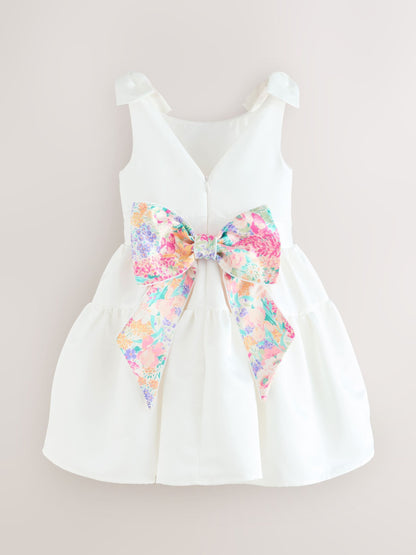 Laura Ashley White Bow Back Satin Dress image 7