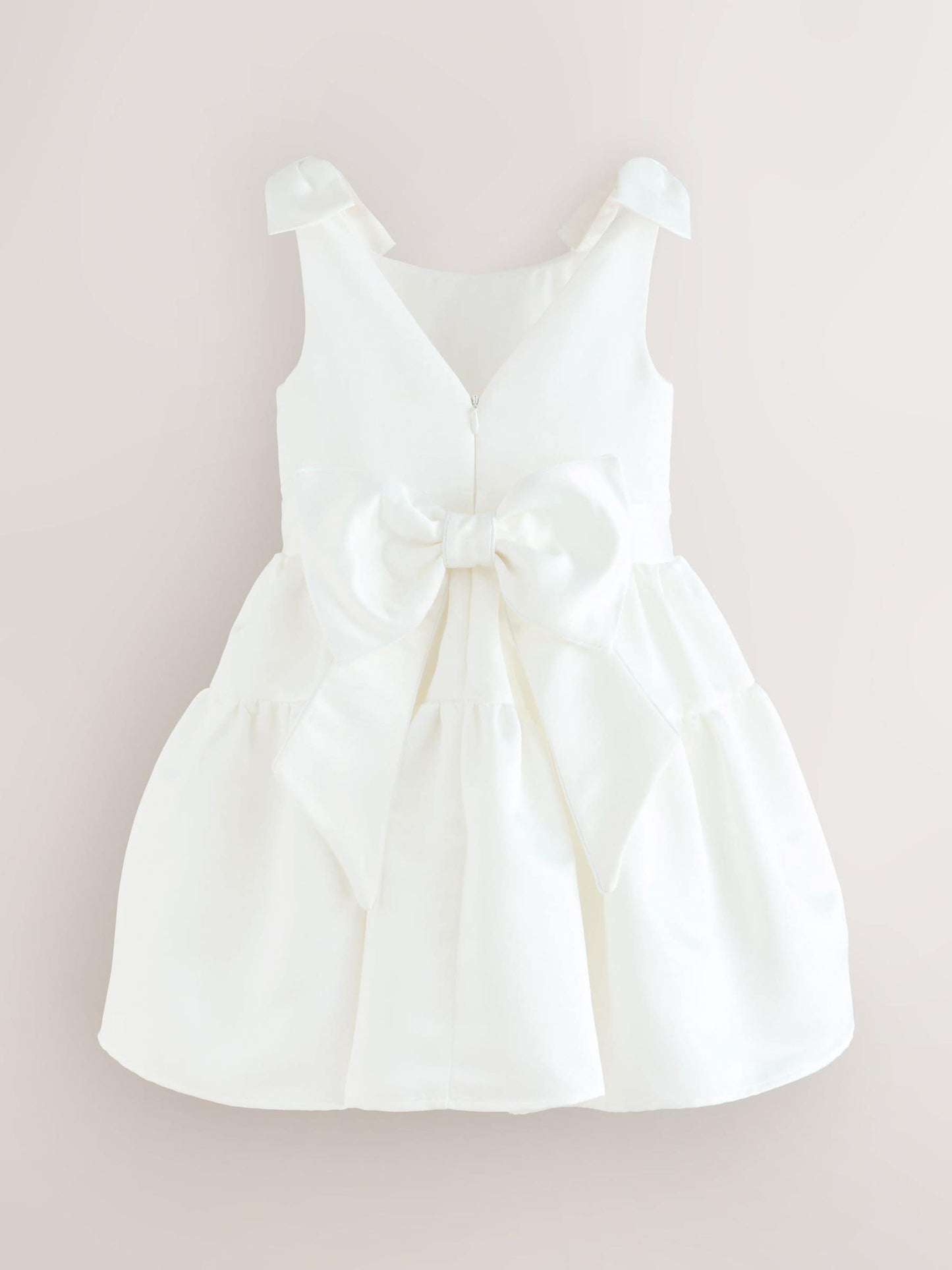Laura Ashley White Bow Back Satin Dress image 8