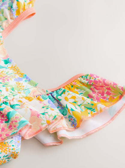 Laura Ashley Multi Everington Meadow Frill Detail Swimsuit image 3