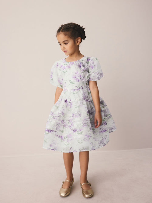 Dsiney Kidz - Laura Ashley Purple Polly Corsage Organza Pintuck Dress image 1
