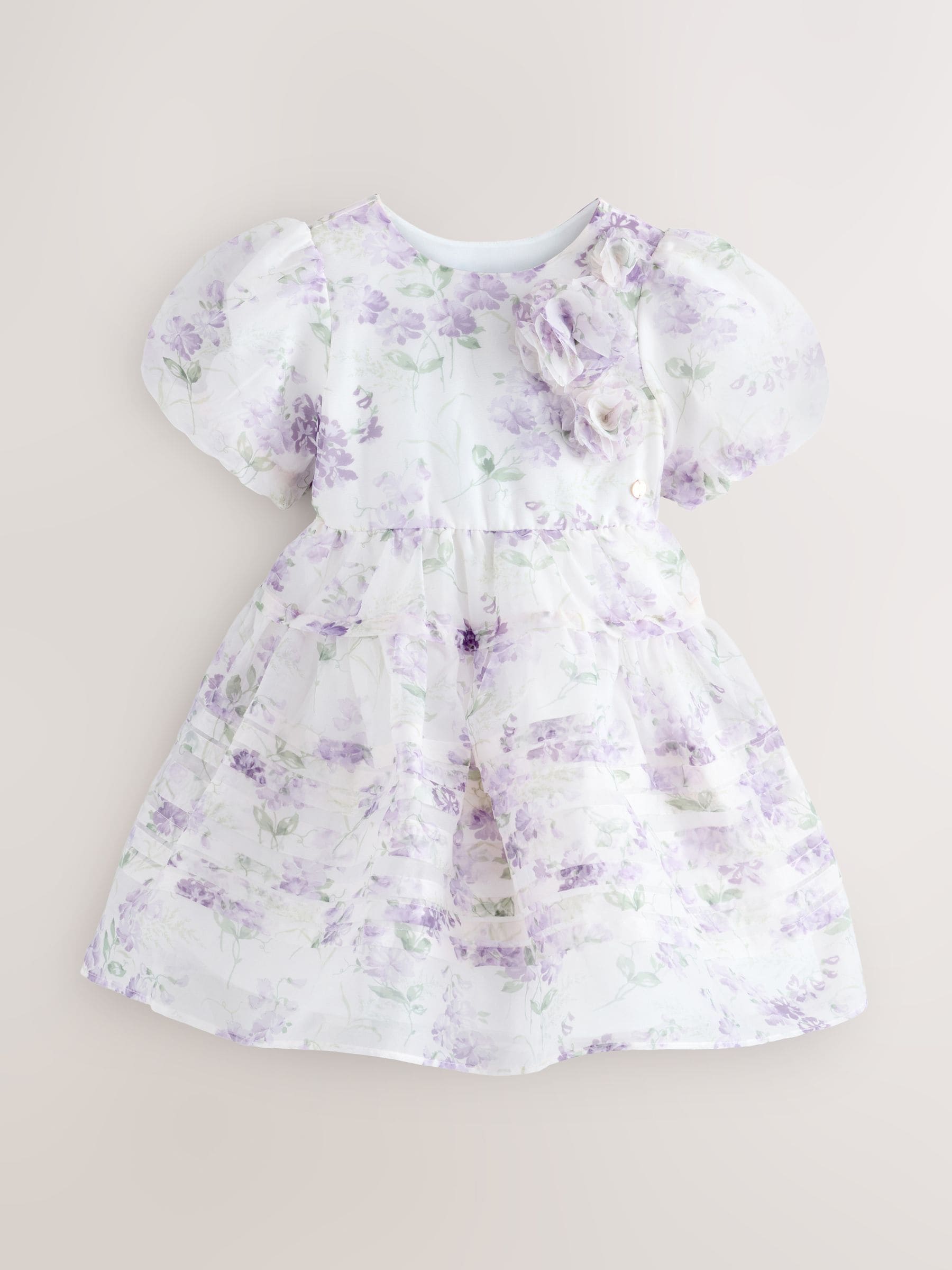 Laura Ashley Purple Polly Corsage Organza Pintuck Dress image 10