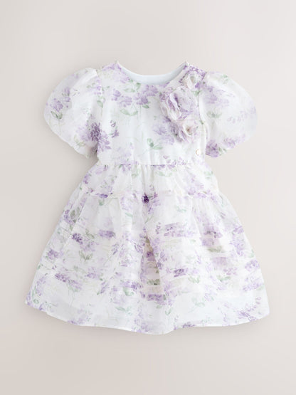 Laura Ashley Purple Polly Corsage Organza Pintuck Dress image 10