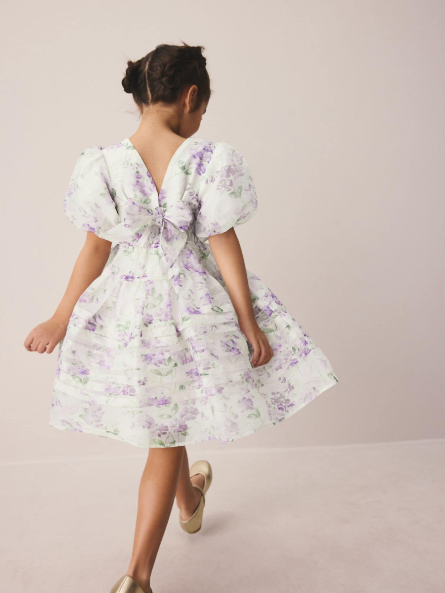 Laura Ashley Purple Polly Corsage Organza Pintuck Dress image 3