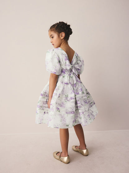 Laura Ashley Purple Polly Corsage Organza Pintuck Dress image 5