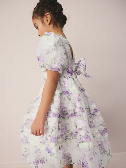 Laura Ashley Purple Polly Corsage Organza Pintuck Dress image 6