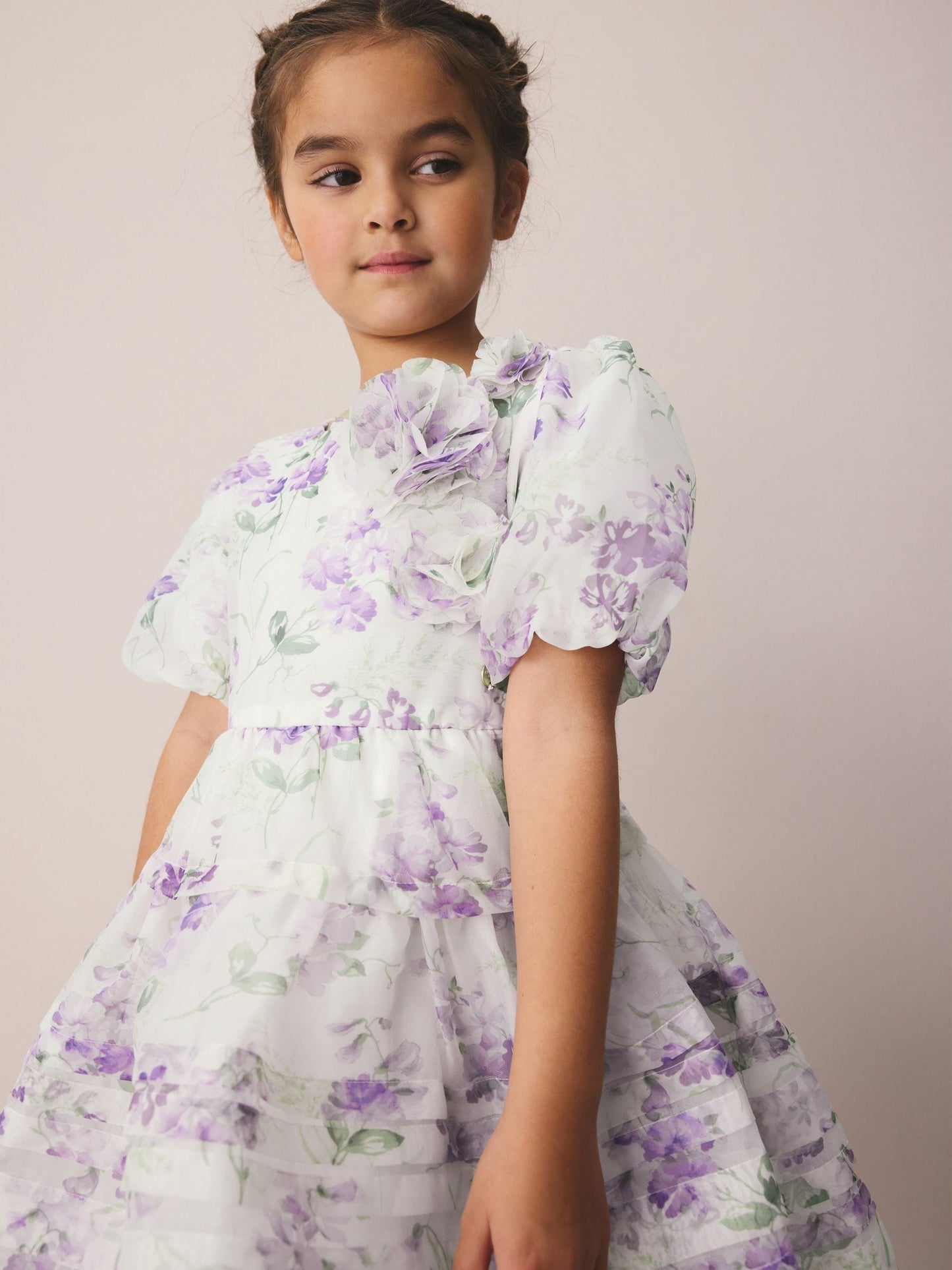 Laura Ashley Purple Polly Corsage Organza Pintuck Dress image 8