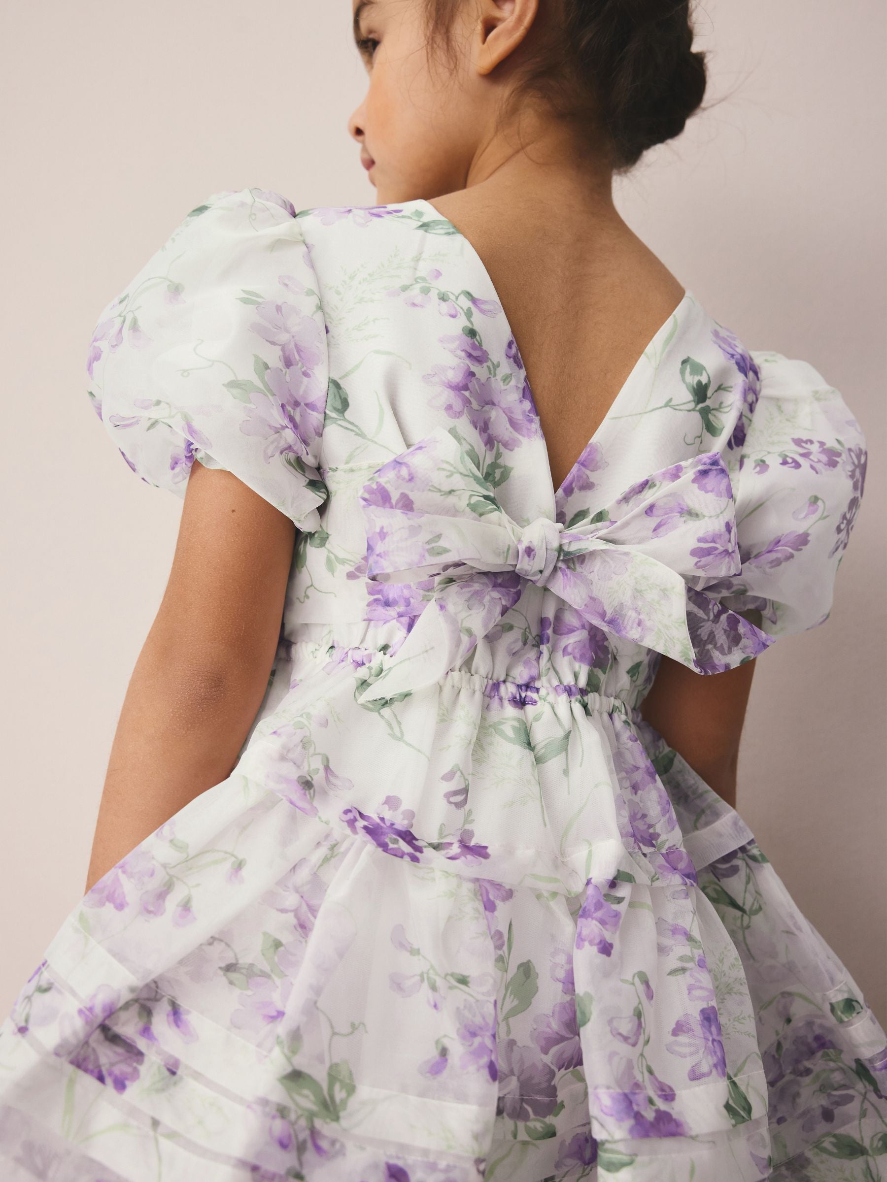 Laura Ashley Purple Polly Corsage Organza Pintuck Dress image 9