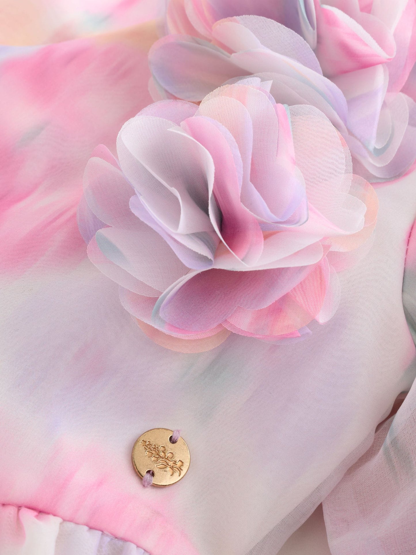 Laura Ashley Pink Garden Roses Blurred Corsage Organza Pintuck Dress image 8