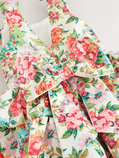 Laura Ashley Bright Lavington Bloom Bow Back Satin Dress image 10