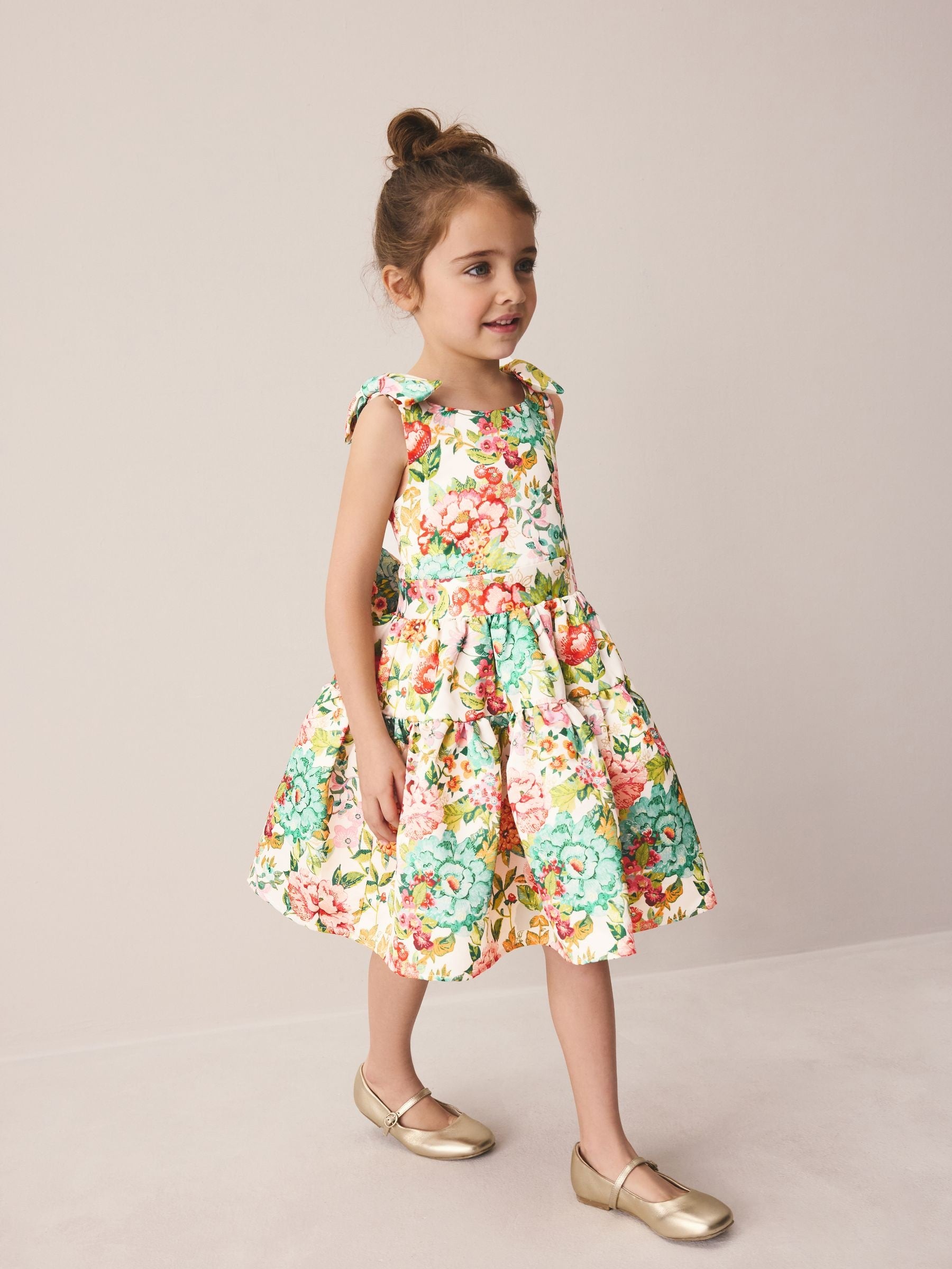 Laura Ashley Bright Lavington Bloom Bow Back Satin Dress image 2