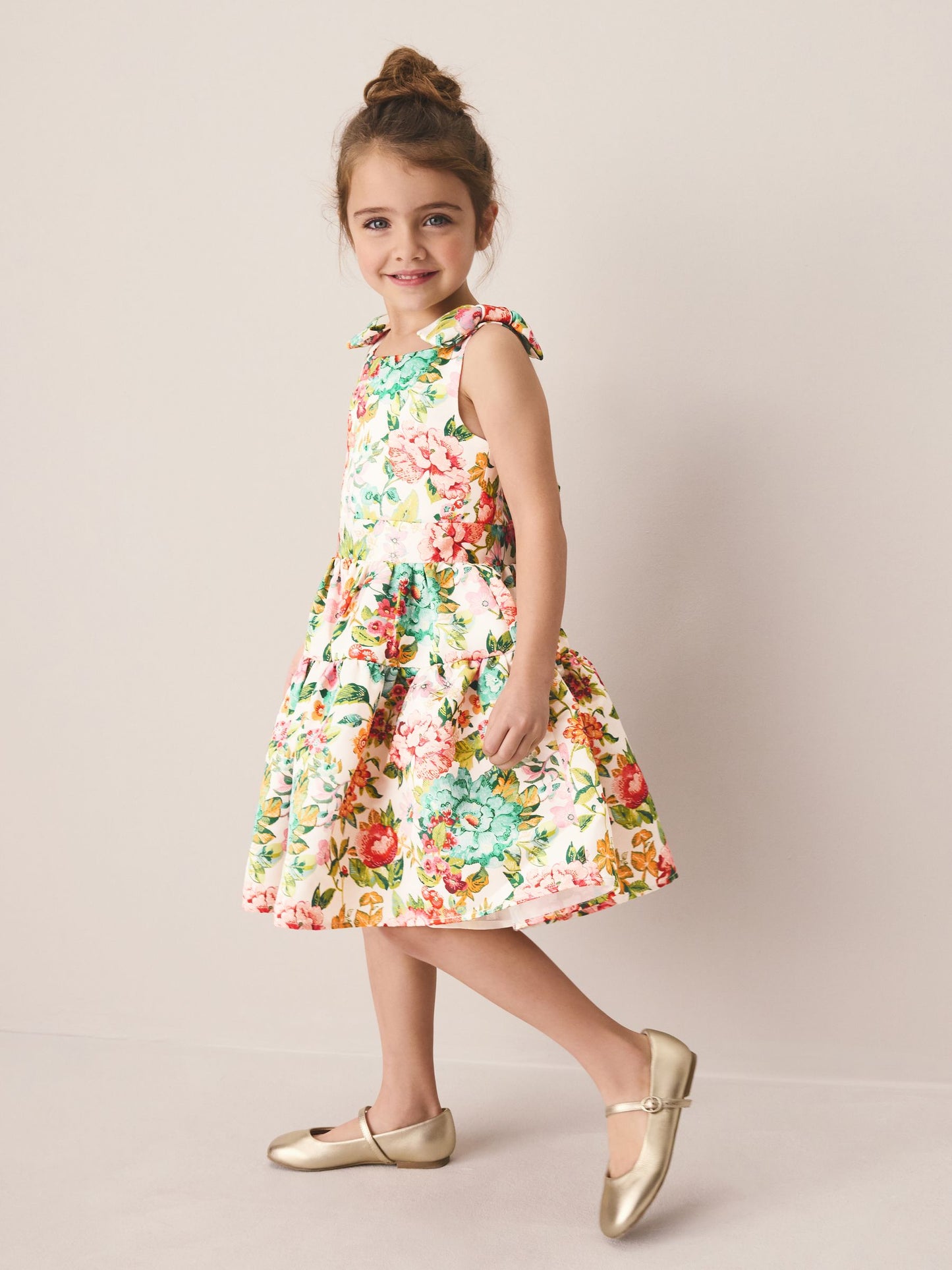 Laura Ashley Bright Lavington Bloom Bow Back Satin Dress image 3