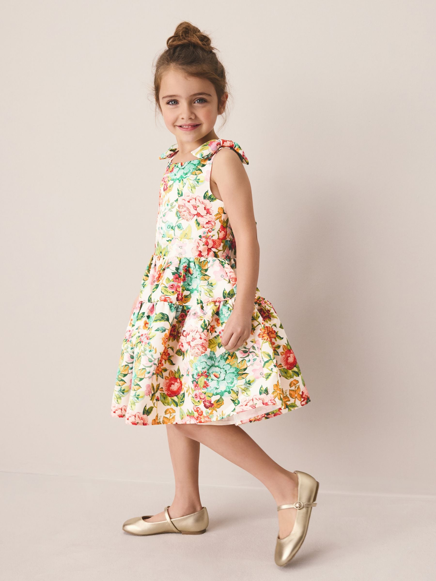 Laura Ashley Bright Lavington Bloom Bow Back Satin Dress image 3