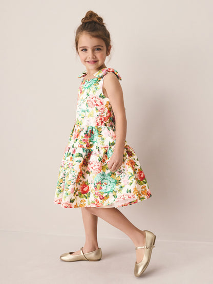 Laura Ashley Bright Lavington Bloom Bow Back Satin Dress image 3