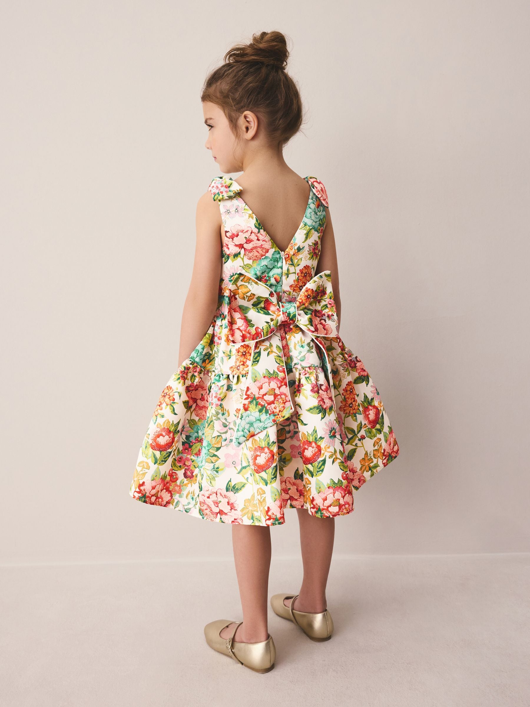 Laura Ashley Bright Lavington Bloom Bow Back Satin Dress image 4