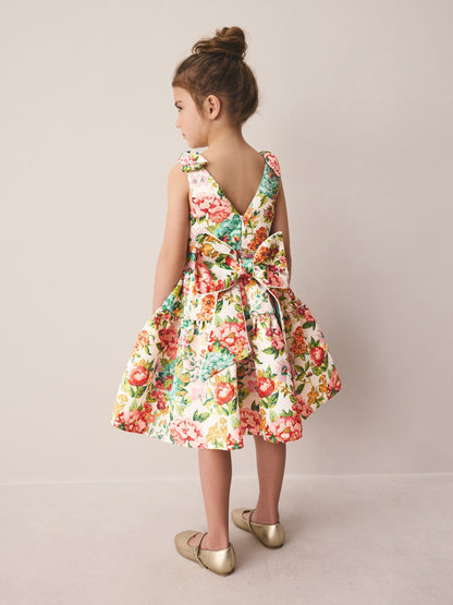 Laura Ashley Bright Lavington Bloom Bow Back Satin Dress image 4