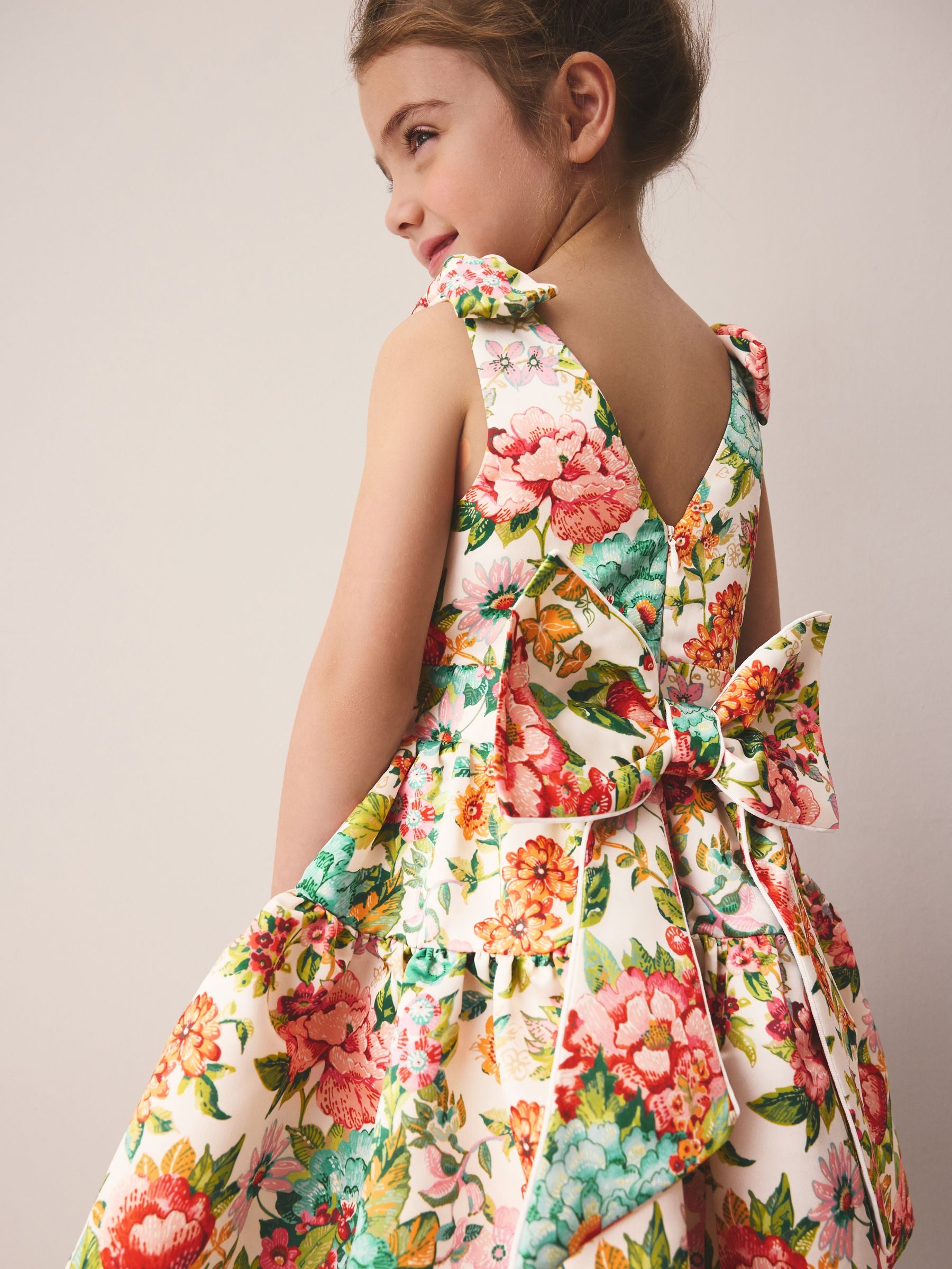 Laura Ashley Bright Lavington Bloom Bow Back Satin Dress image 6