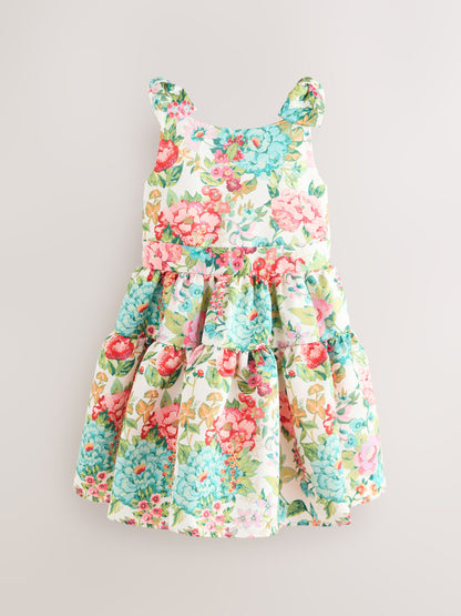 Laura Ashley Bright Lavington Bloom Bow Back Satin Dress image 7