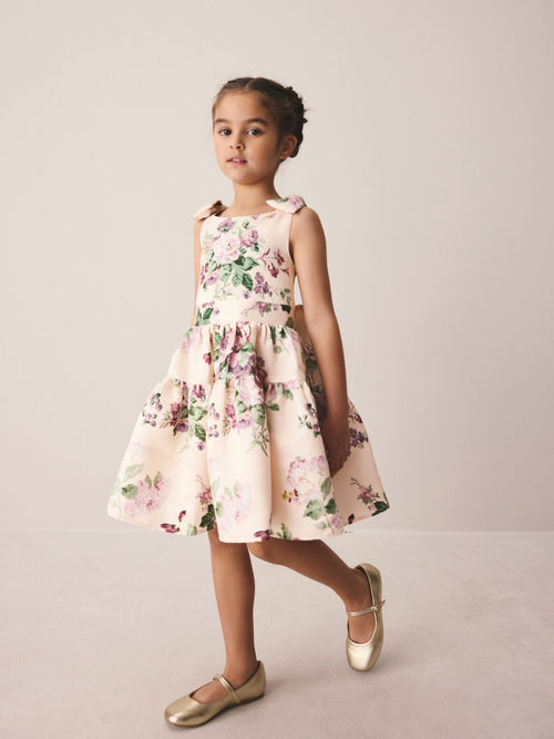 Laura Ashley Pink Rosemore Bow Back Satin Dress image 1