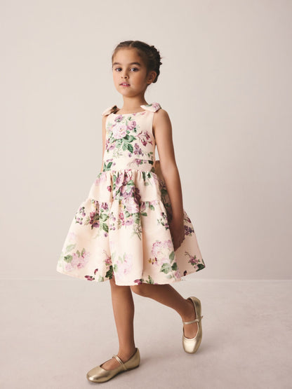 Laura Ashley Pink Rosemore Bow Back Satin Dress image 1