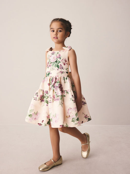 Laura Ashley Pink Rosemore Bow Back Satin Dress image 1