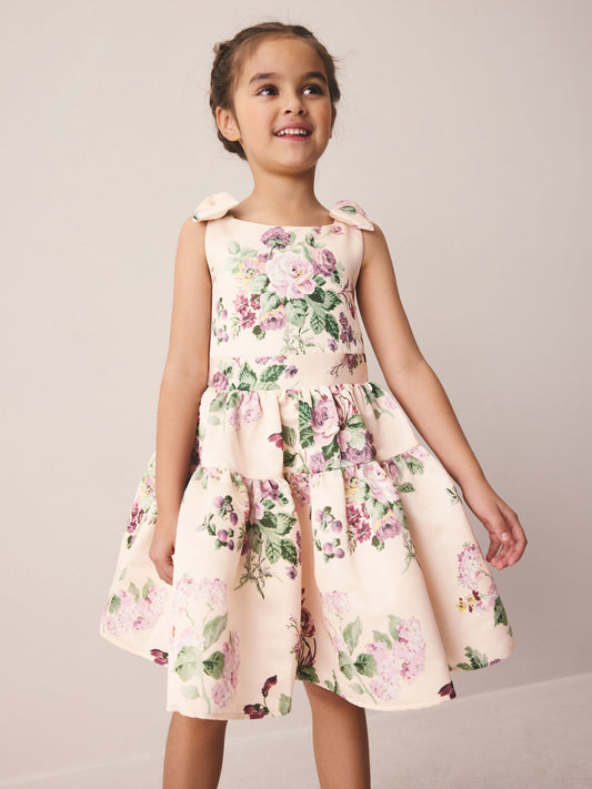 Laura Ashley Pink Rosemore Bow Back Satin Dress image 2