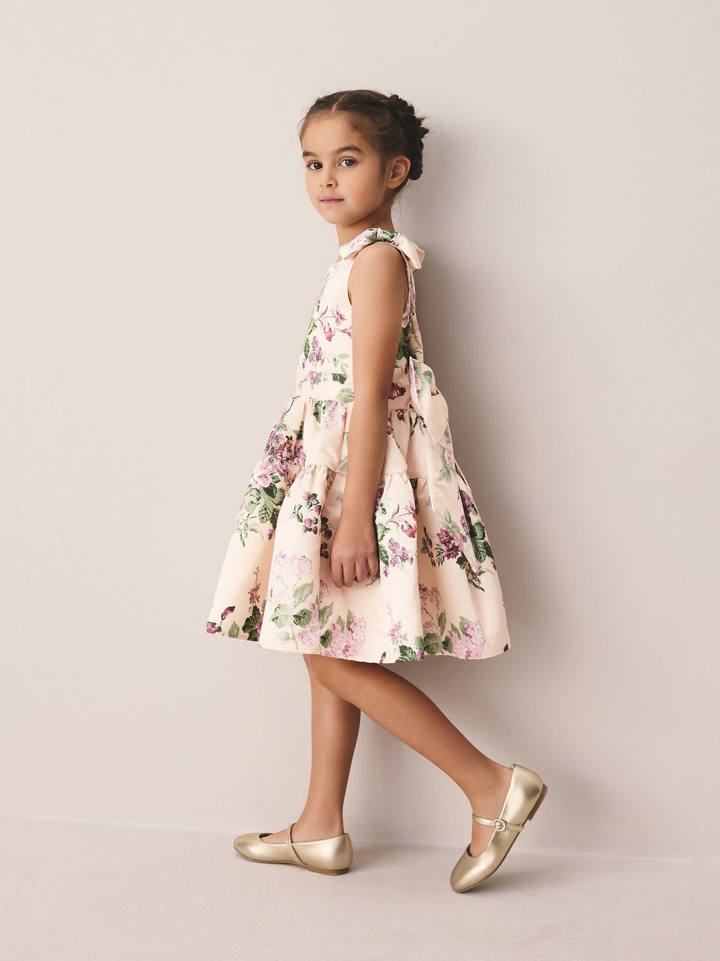 Laura Ashley Pink Rosemore Bow Back Satin Dress image 3