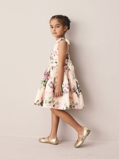 Laura Ashley Pink Rosemore Bow Back Satin Dress image 3