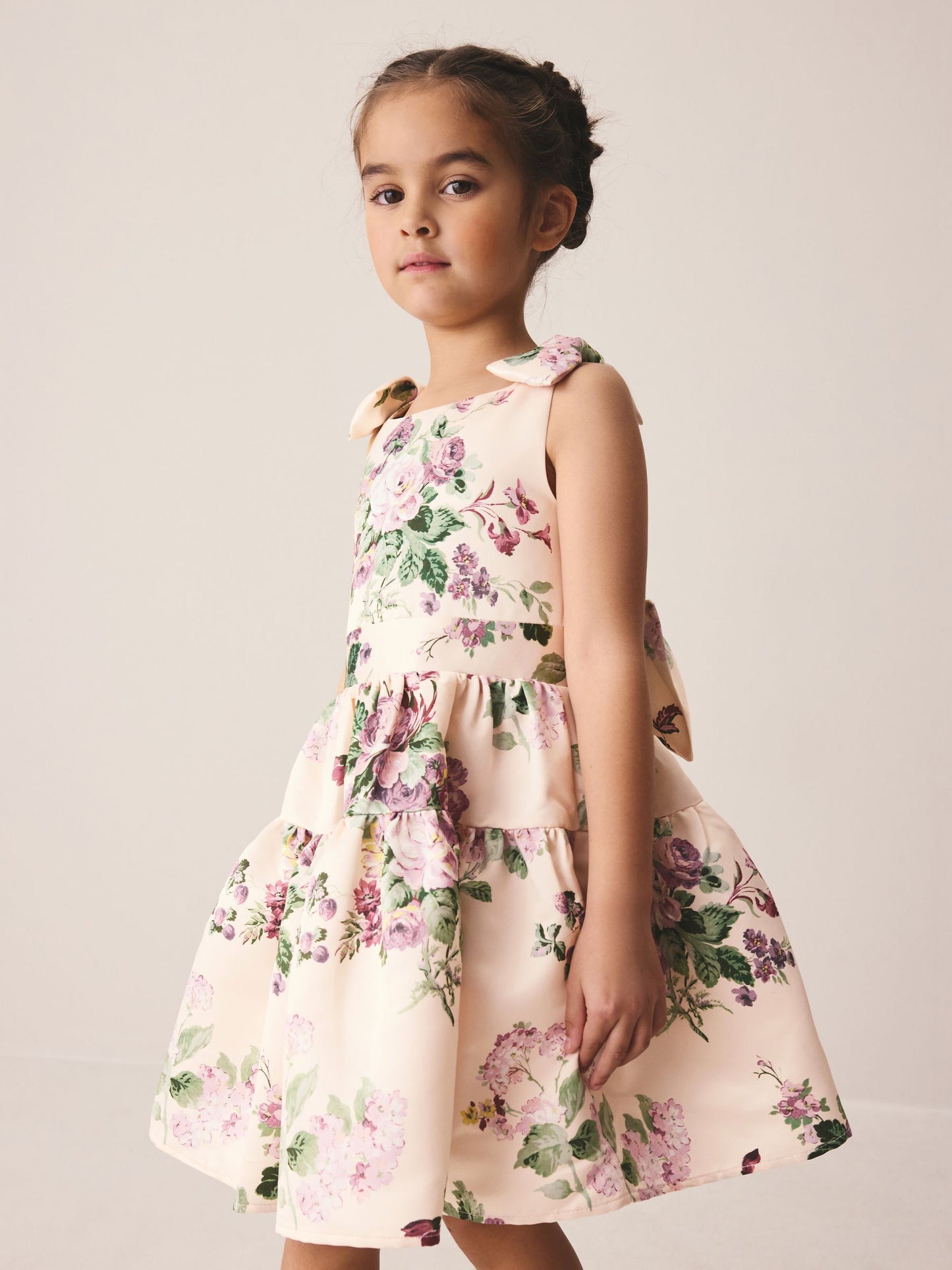 Laura Ashley Pink Rosemore Bow Back Satin Dress image 4