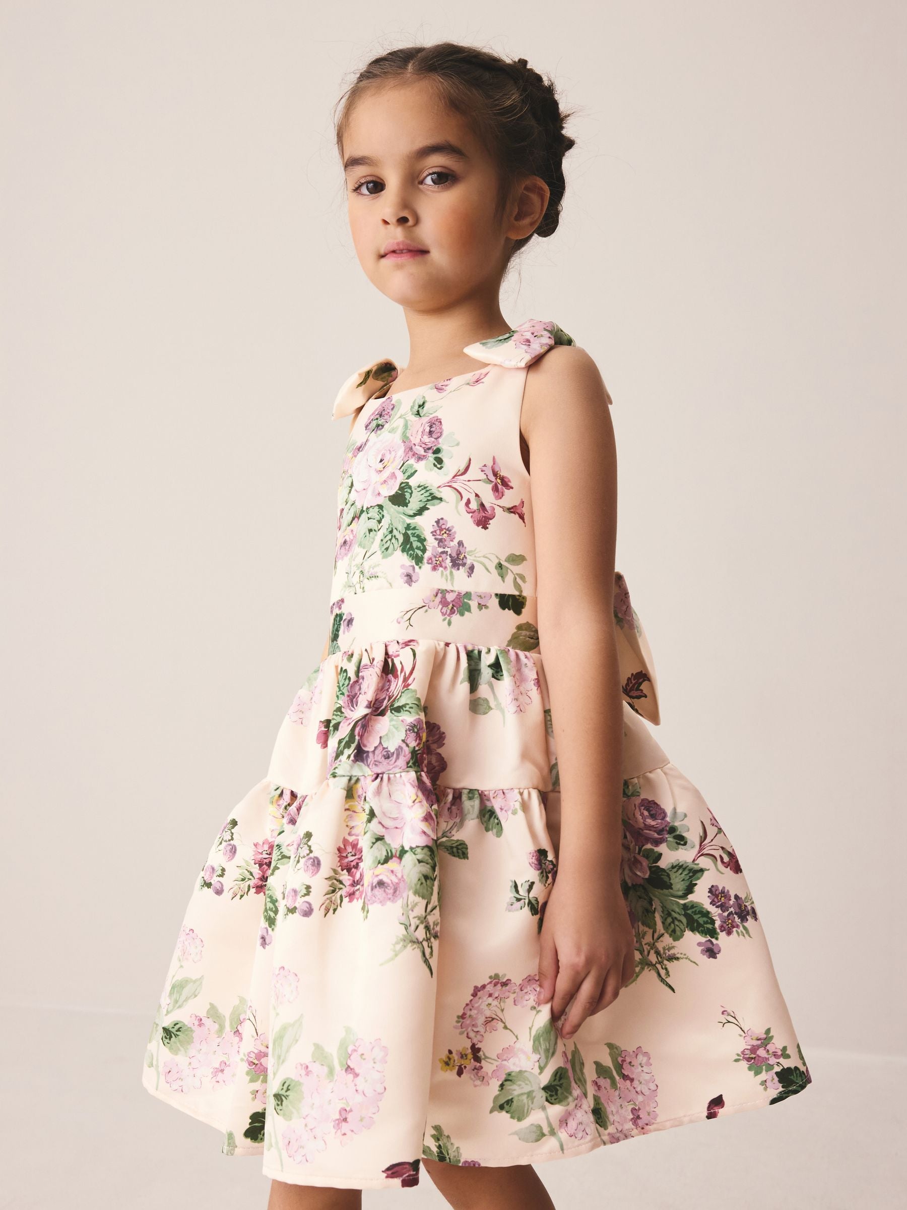 Laura Ashley Pink Rosemore Bow Back Satin Dress image 4