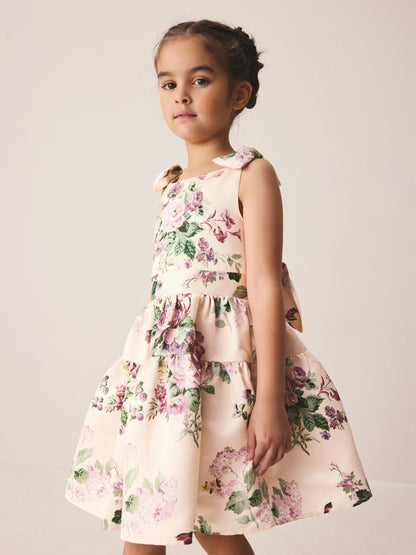 Laura Ashley Pink Rosemore Bow Back Satin Dress image 4