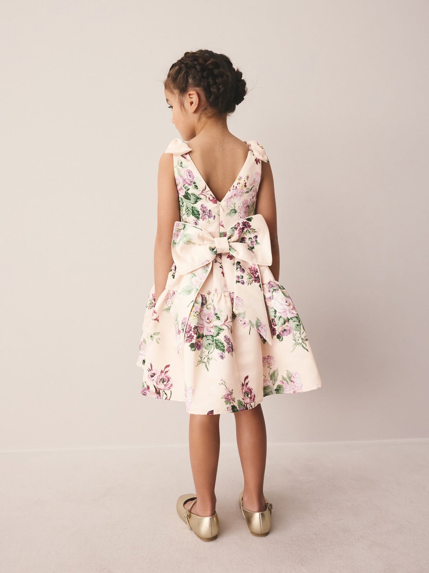 Laura Ashley Pink Rosemore Bow Back Satin Dress image 5