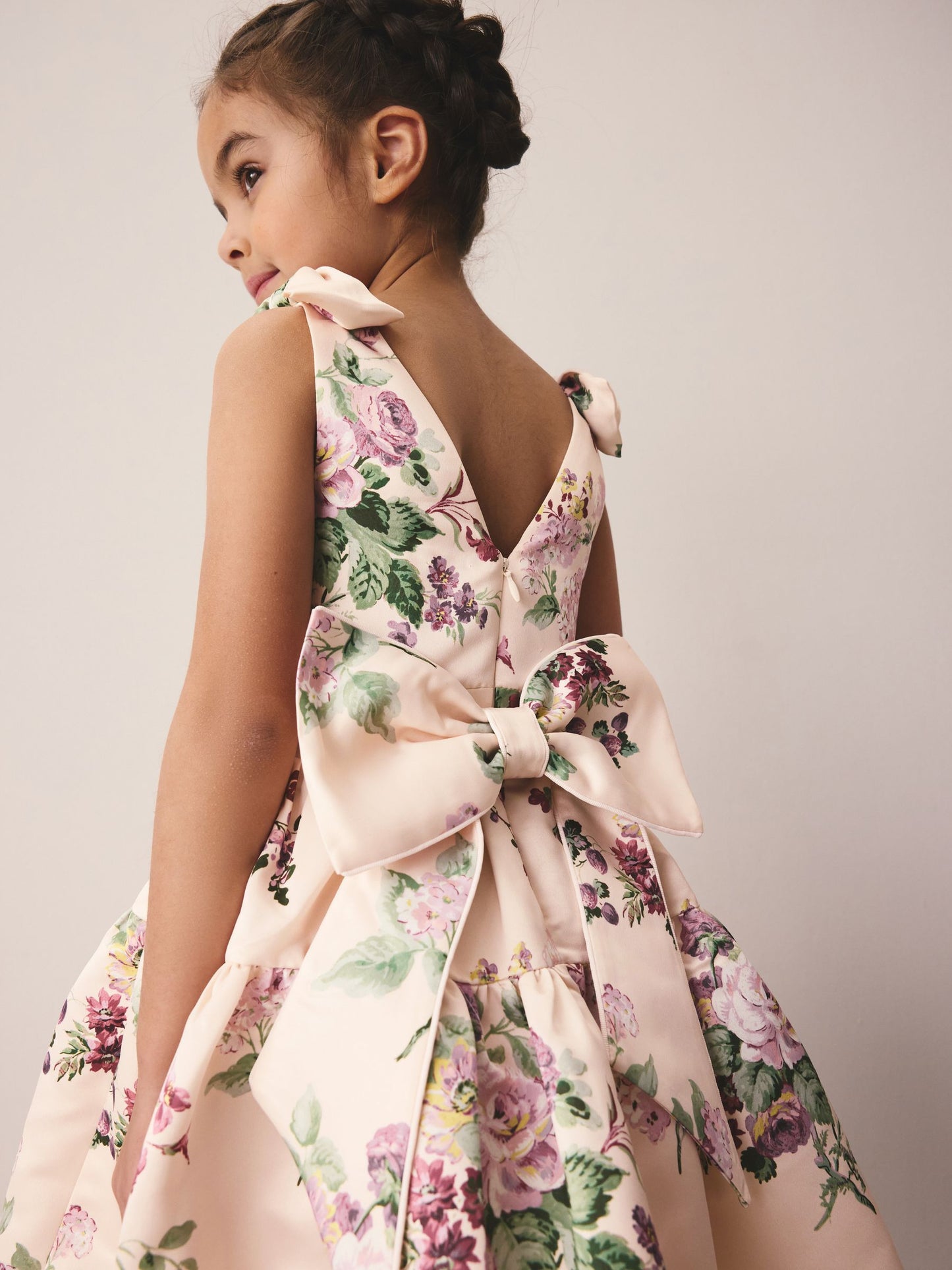 Laura Ashley Pink Rosemore Bow Back Satin Dress image 7
