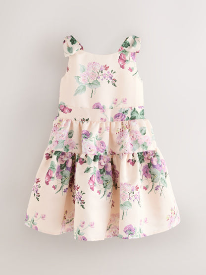 Laura Ashley Pink Rosemore Bow Back Satin Dress image 8