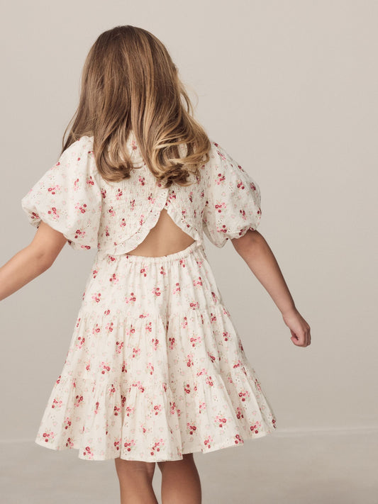 Laura Ashley Cream Pia Bouquet Ditsy Shirred Puffed Sleeve Schiffli Dress image 2