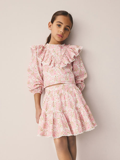 Laura Ashley Pink Lillith Blouson Top and Skirt Set image 1
