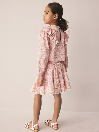 Laura Ashley Pink Lillith Blouson Top and Skirt Set image 2