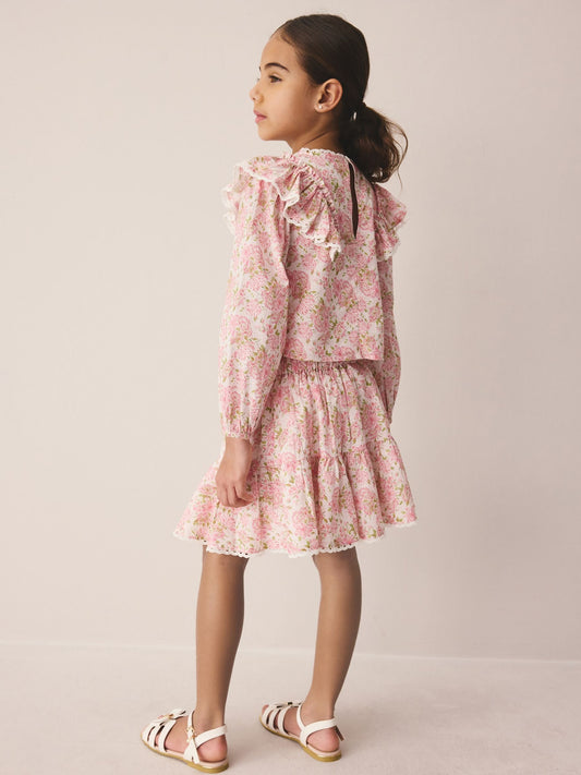 Laura Ashley Pink Lillith Blouson Top and Skirt Set image 2