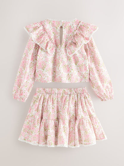 Laura Ashley Pink Lillith Blouson Top and Skirt Set image 7