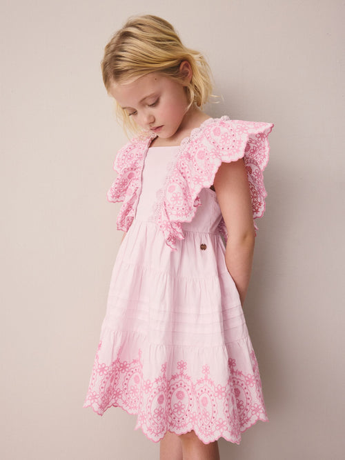 Dsiney Kidz - Laura Ashley Pink Broderie Tiered Dress image 1