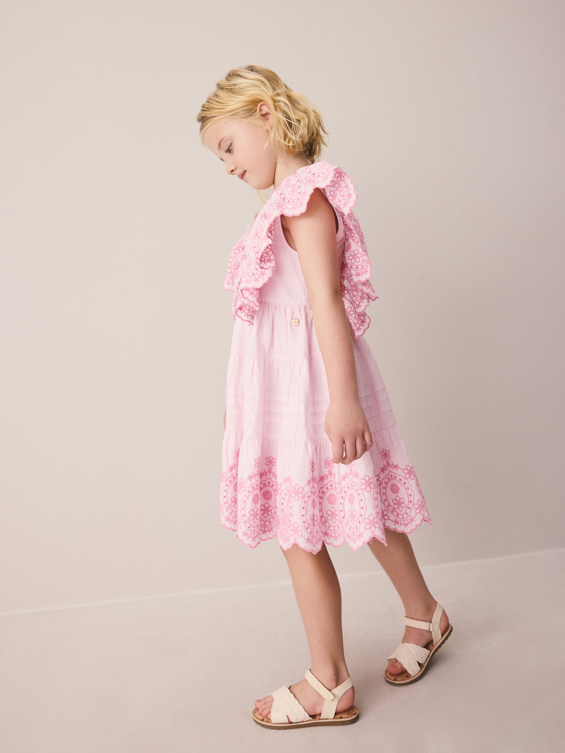Laura Ashley Pink Broderie Tiered Dress image 3