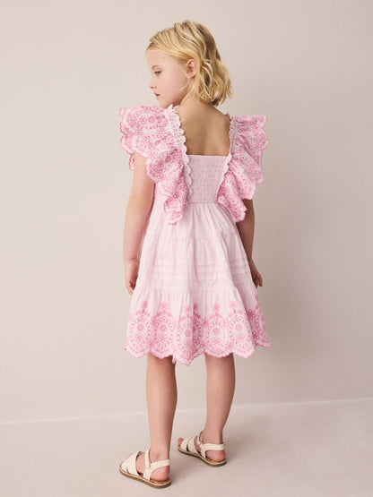 Laura Ashley Pink Broderie Tiered Dress image 4