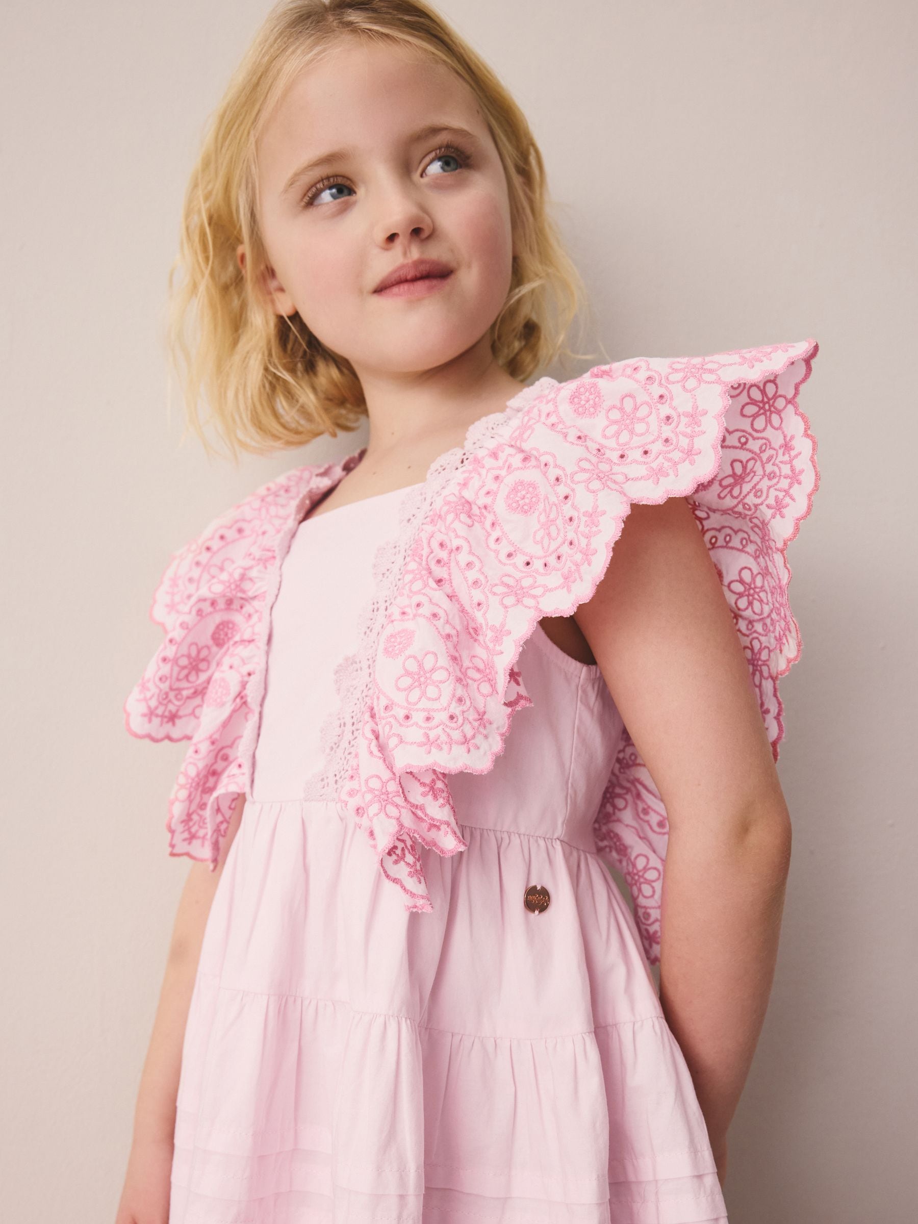Laura Ashley Pink Broderie Tiered Dress image 5