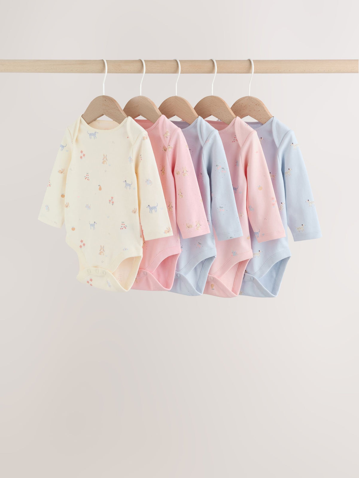 Dsiney Kidz - Multi Pastel Character 5 Pack Long Sleeve Baby Bodysuits image 1