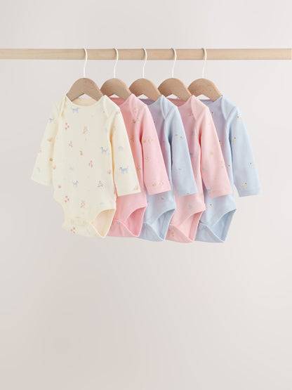 Dsiney Kidz - Multi Pastel Character 5 Pack Long Sleeve Baby Bodysuits image 1