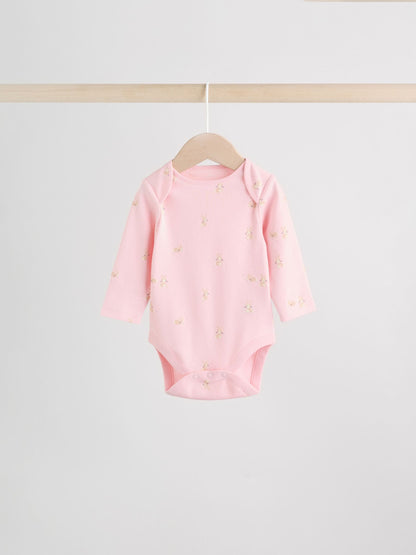 Multi Pastel Character 5 Pack Long Sleeve Baby Bodysuits image 5
