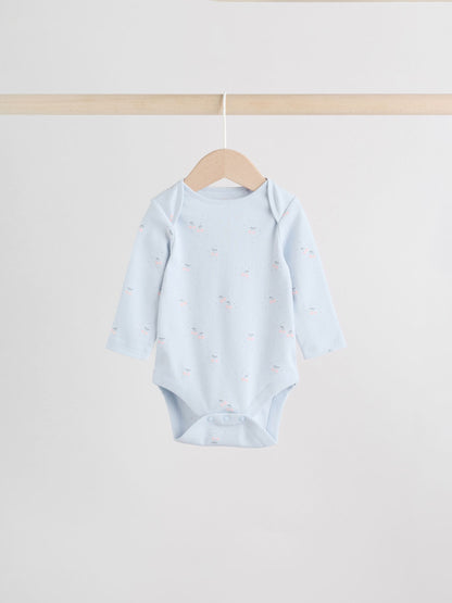 Multi Pastel Character 5 Pack Long Sleeve Baby Bodysuits image 6