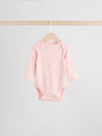 Multi Pastel Character 5 Pack Long Sleeve Baby Bodysuits image 7
