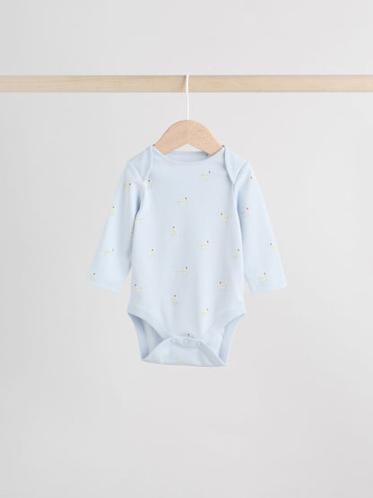 Multi Pastel Character 5 Pack Long Sleeve Baby Bodysuits image 8