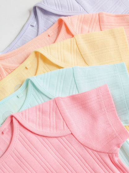 Multi Pastel 5 Pack Short Sleeve Baby Bodysuits image 3