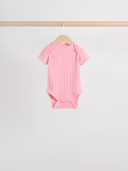 Multi Pastel 5 Pack Short Sleeve Baby Bodysuits image 8